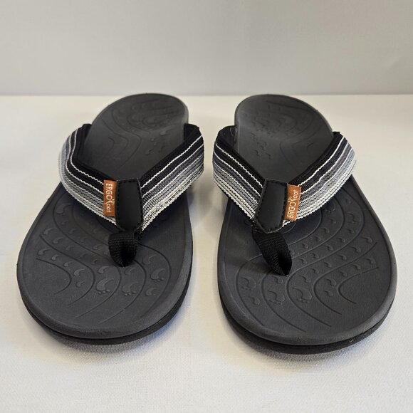ERGOfoot Orthotic Flip Flops High Arch Support  Black Ombre Unisex Sz 42 - Picture 2 of 10
